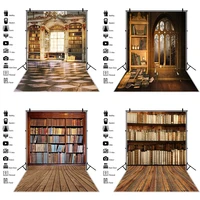 laeacco old library arch bookshelf checkered floor photography backgrounds retro style portrait photo backdrops grunge photozone