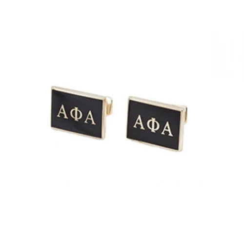 

20Pair Customized Greek Letter APA Fraternity Black Enamel Oblong Cufflinks Jewelry Gift