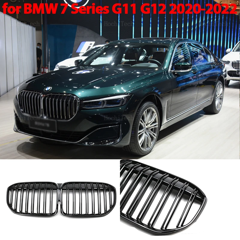 

Автомобильный глянцевый черный гриль, передняя решетка для BMW 7 серии G11 G12 2020 2021 2022, автомобильные аксессуары, двойная решетка, Двойной линей...