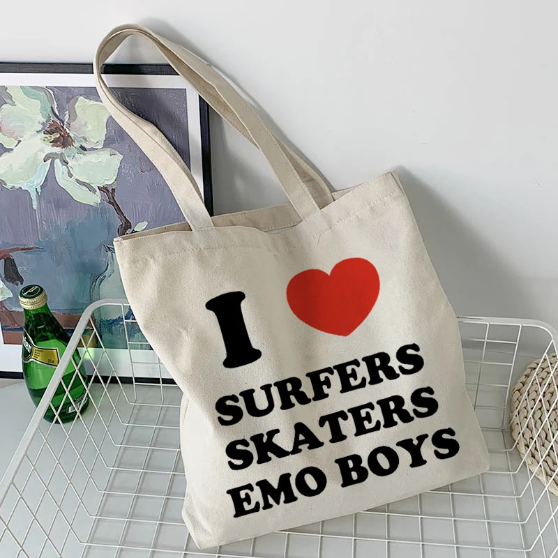 

Letter print big capacity shoulder bag Urban shopper bag 90s casual women Kawaii canvas bag Y2K Vintage teenage school bag new