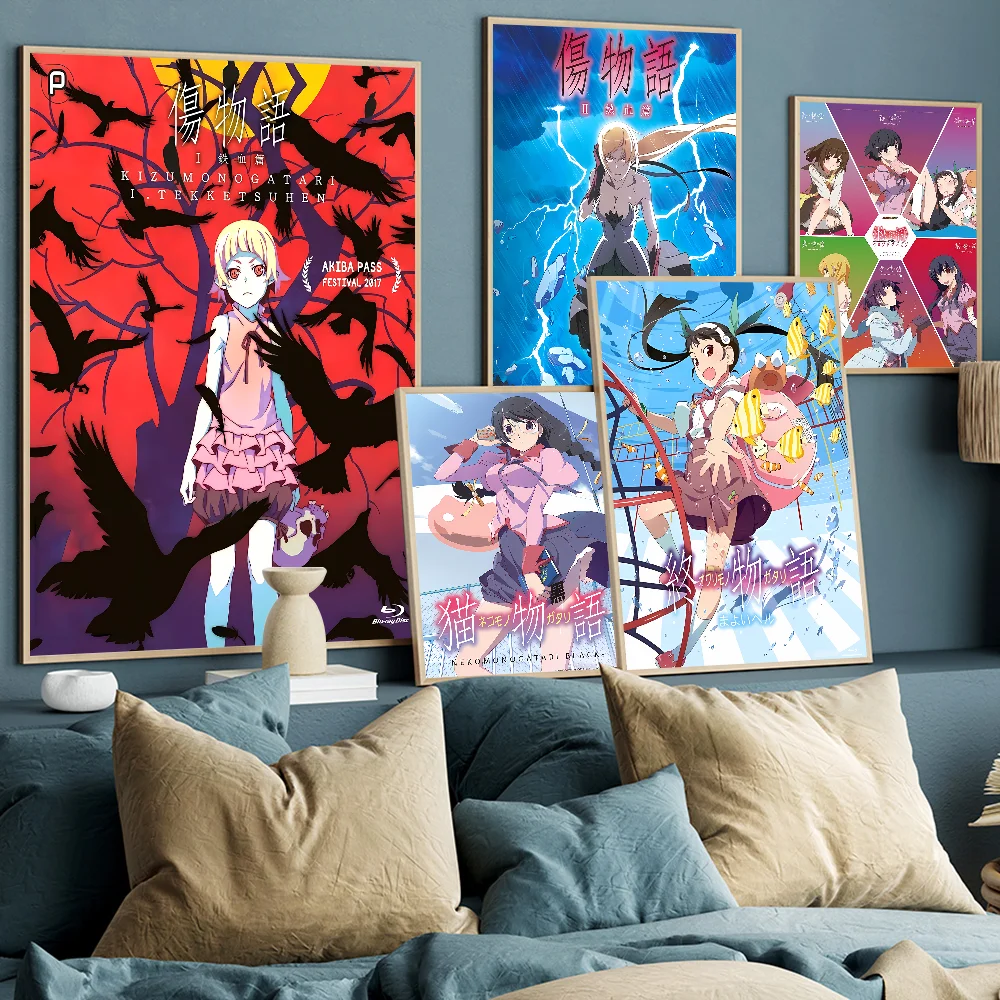 Kizumonogatari хорошего качества принты и плакаты водостойкая бумажная наклейка