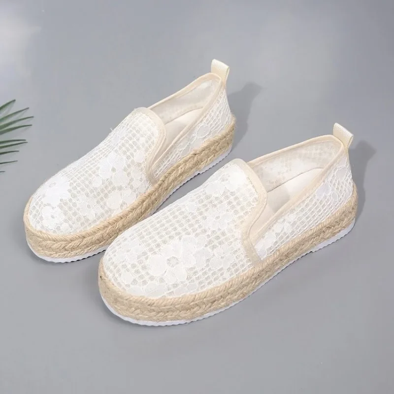 Льняные восточные Ретро дышащие лоферы из искусственного жемчуга Эспадрильи на