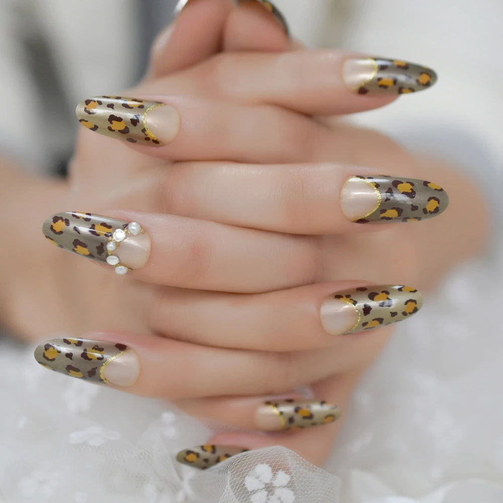 Необычные леопардовые принты художественные украшения для ногтей накладные