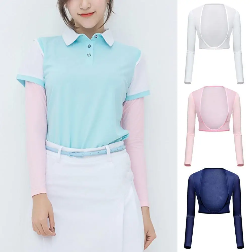 

2022 Women Summer Cooling Shawl Golf Arm Sleeve Ladie Ice Silk Shirt Vests Sun Protective Breathable Quick-dry Anti-UV One Size