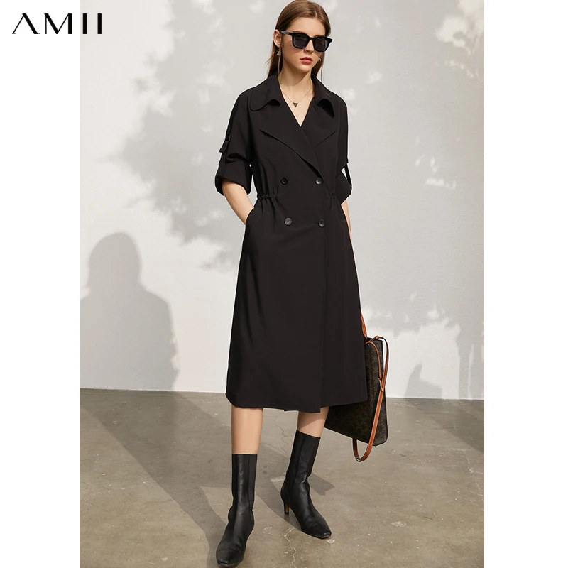 

Amii Minimalism Autumn Coats and Jackets Women Elegant Double Breasted Women's Trench Coat Sashes Loose Long Outwear 12130083