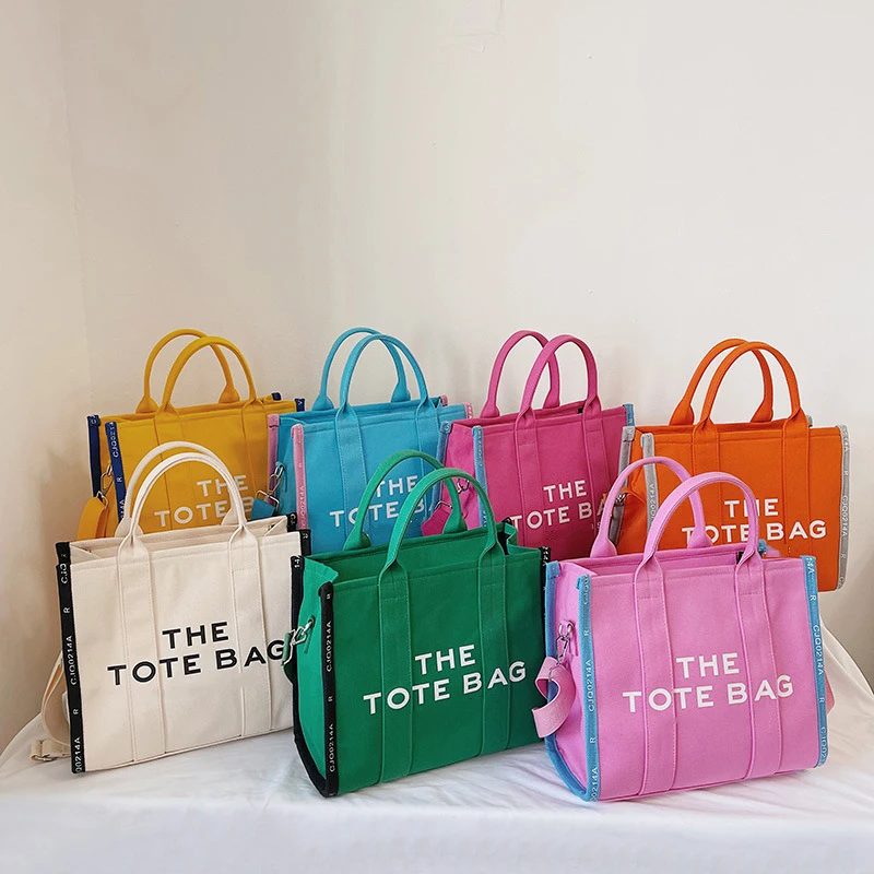 Fashion Canvas Tote Bag Women Luxury Designer Shoulder Bags Zipper Black Ladies Crossbody Bags Large White Shopping Bags Purses