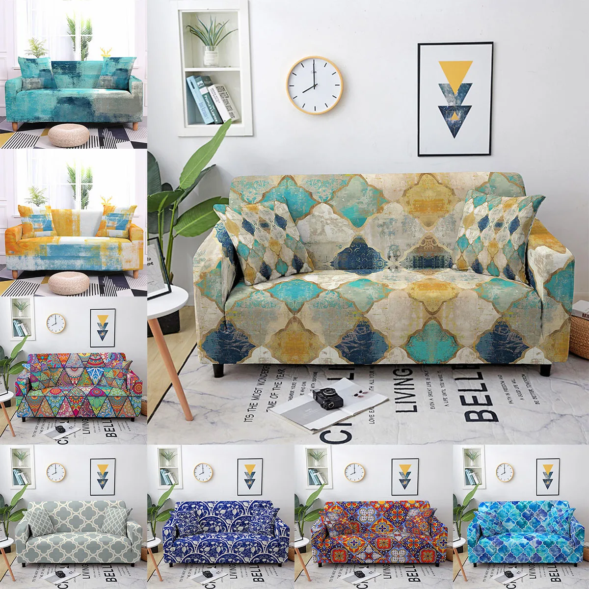 

Elastic Sofa Covers Watercolor Print Stretch Couch Cover For Living Room Modern Sofa Seater Cover Sofa Slipcover 1-4 Seater