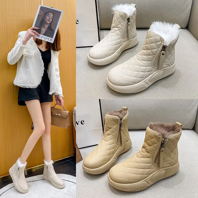 

Женские замшевые сапоги на низком каблуке, зимние сапоги с хлопковой подкладкой, 2022