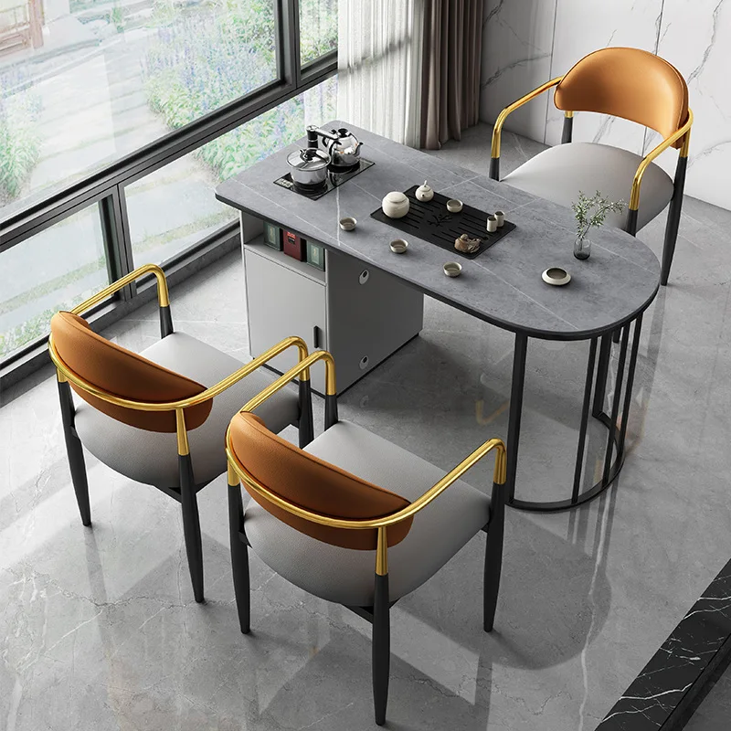 

Light Luxury Tea Table Modern Rock Plate Tea Table Simple Kung Fu Tea Making Table and Chair Combination Household Balcony Tea T