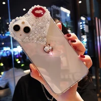 for iphone 11 12 13 pro max pearl diamond phone case womens all inclusive lens case for iphone 11 12 13 pro transparent case