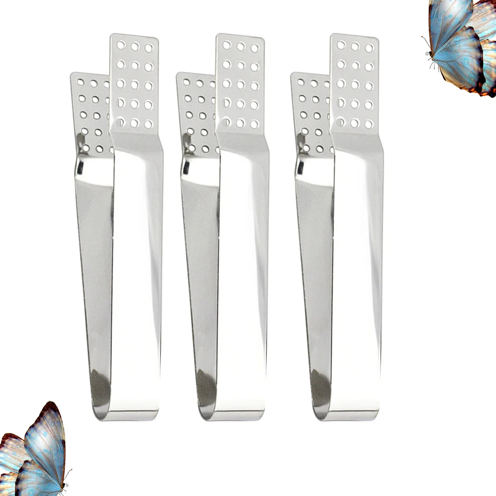 

3pcs Stainless Steel Tea Bag Tongs Heat Resistant Food Clamp Tong Multi-function Tea Bag Tong Squeezer Mini Food Tong for Home