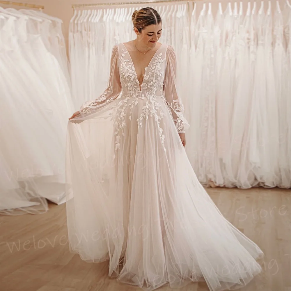 Элегантные женские свадебные платья трапециевидной формы с аппликацией