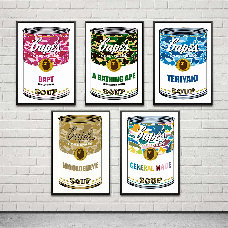 Серия консервированных супов Энди вархол Кэмпбелл, холст с рисунком, постер, эстетическая стена, украшение для бара, ресторана, столовой