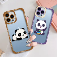 cartoon cute panda phone case for iphone 11 12 13 mini pro max xs x xr 7 8 plus se 2020 transparent shockproof bumper back cover