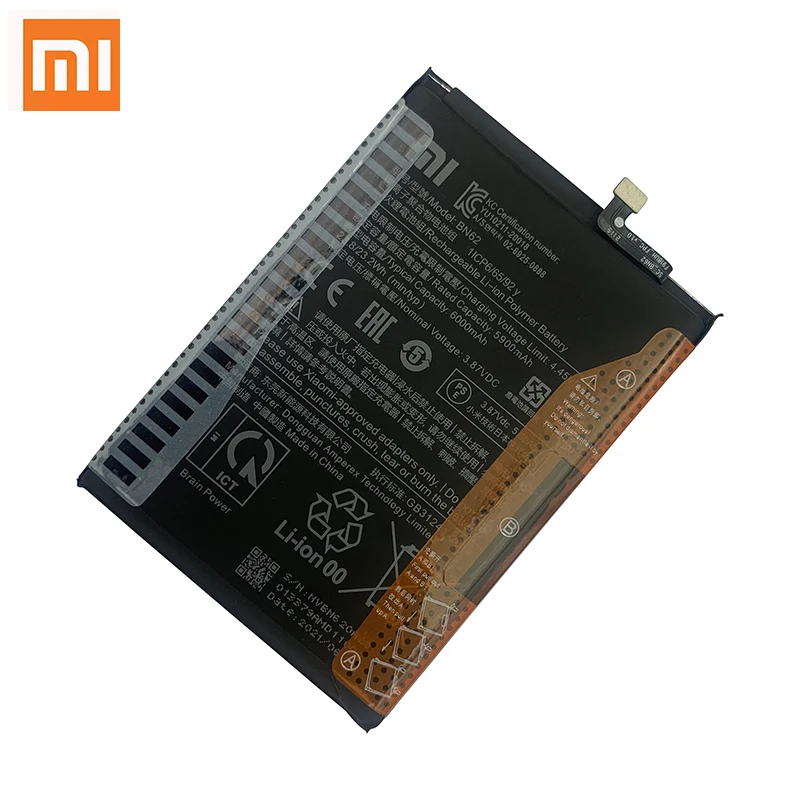 100% Оригинальный аккумулятор Xiao mi BN62 6000 мАч для телефона Xiaomi POCO M3 Redmi Note 9 4G 9T