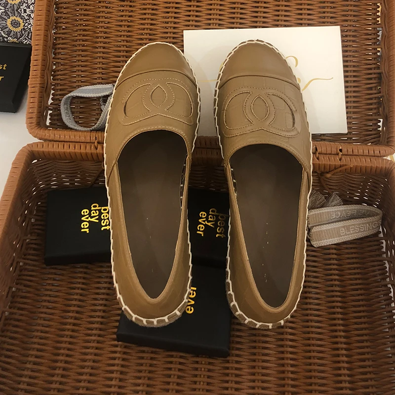 2023 New Women Peas Shoes MarHermoso Slip-on Rushed Flax Flats Casual Bohemian Loafers Summer White Color