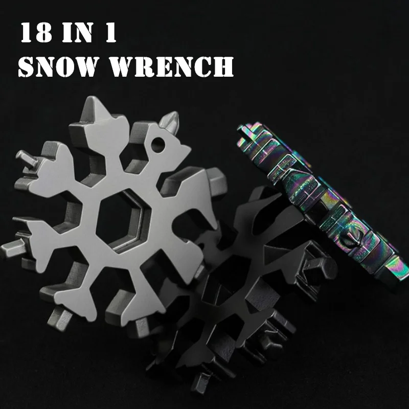 18 In 1 Mini Snowflake Multi Tool Spanner Hex Wrench screwdriver Multipurpose Camp Survive Outdoor Hike Key Ring Key Chain