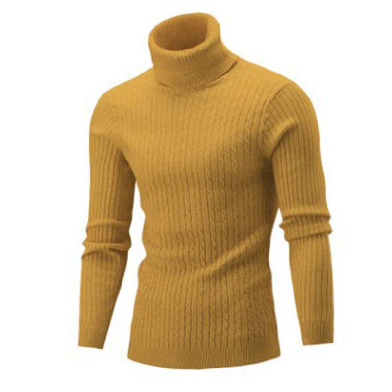 

Autumn Winter Men's Turtleneck Sweater Men's Knitting Pullovers Rollneck Knitted Sweater Warm Men Jumper Slim Fit Casual Sweater