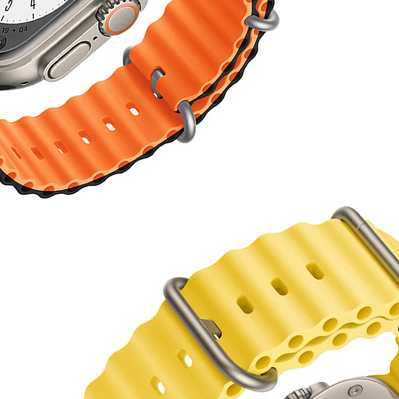 

Ремешок для часов Ocean для Apple watch, силиконовый браслет для iWatch series 7 8 6 3 se Ultra, 49 мм 44 мм 40 мм 45 мм 41 мм 42 мм 38 мм, аксессуары