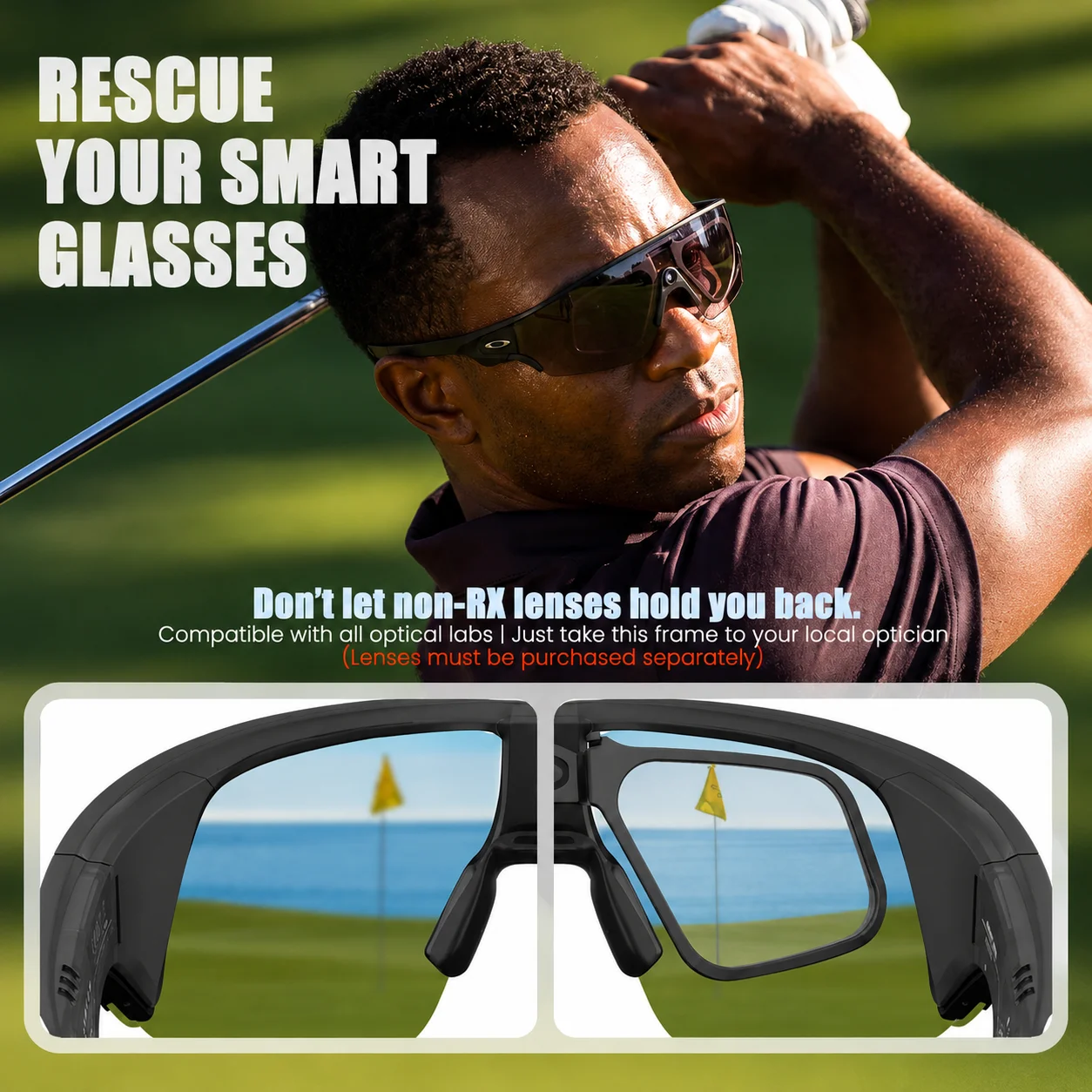 Фото Линзы для коррекции близорукости для умных очков Oakley Meta Vanguard, аксессуары, сменные линзы с индивидуальной рецептурой, съемные линзы-клипсы №4