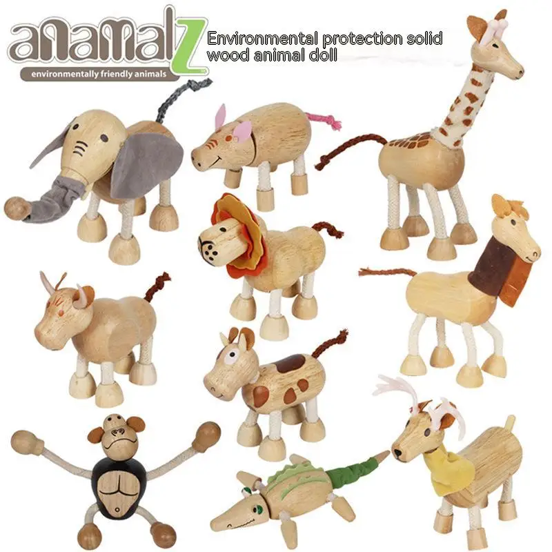 

Деревянная имитация фигурки маленького животного, Детская модель, кукла, детские игрушки, раннее развивающее животное, кукла