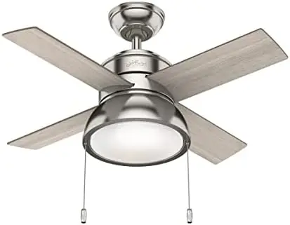 

Company 51039 Loki Indoor Ceiling Fan with LED Light and Pull Chain Control, 36", Matte Silver Finish