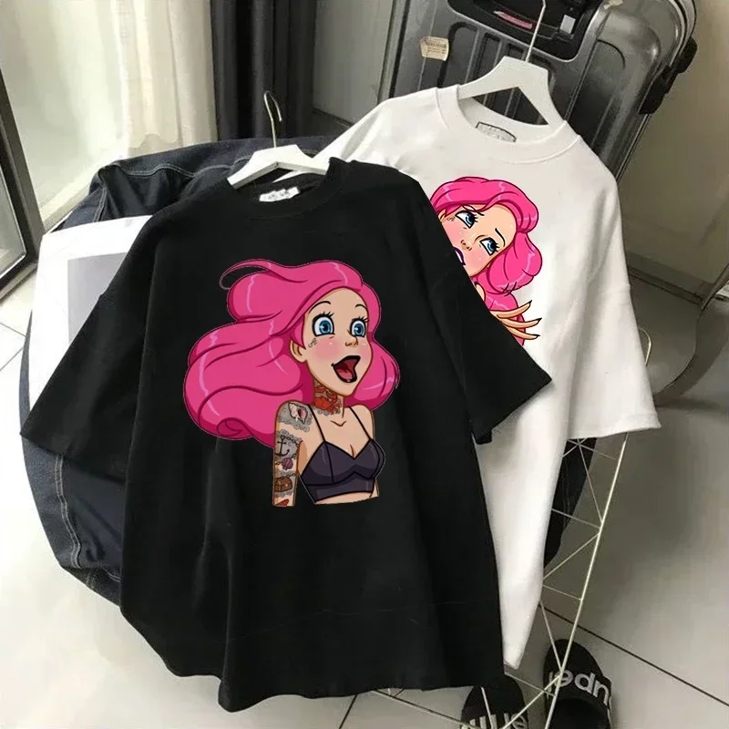 Alice In Wonderland Printed T Shirt Tops Snow White Princess Graphic Tshirt Disney Women Casual Short Sleeve T-shirt