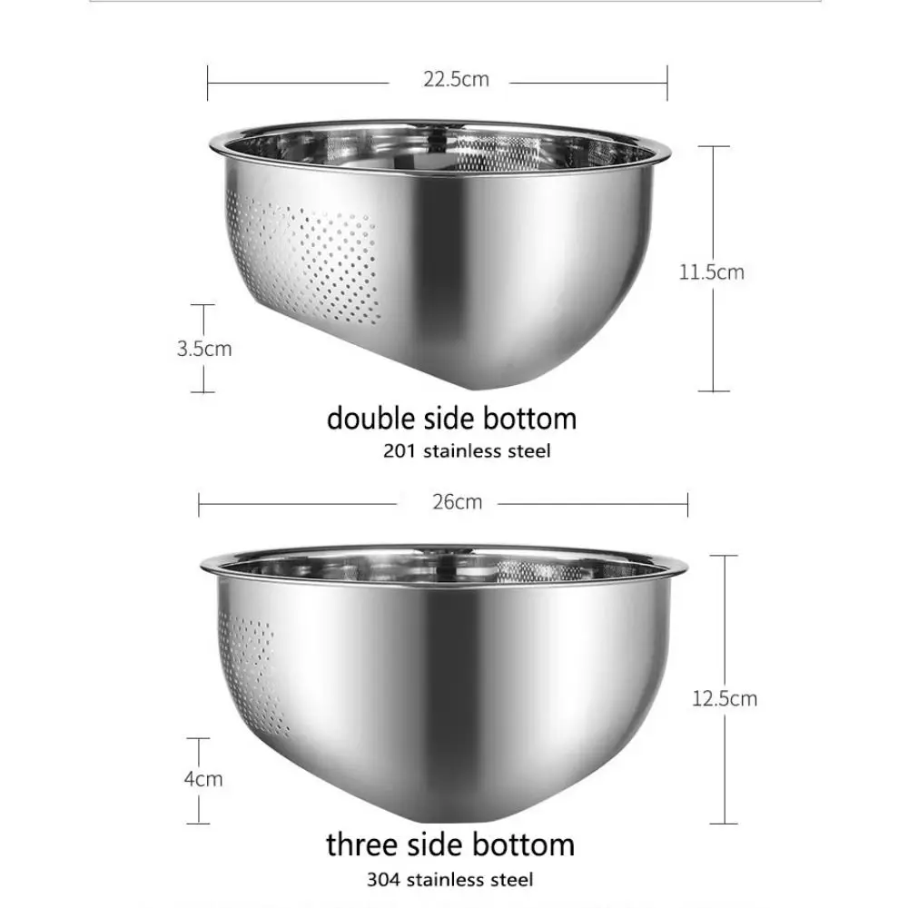 Миска для мытья риса из нержавеющей стали с наклонной стороной нержавеющая