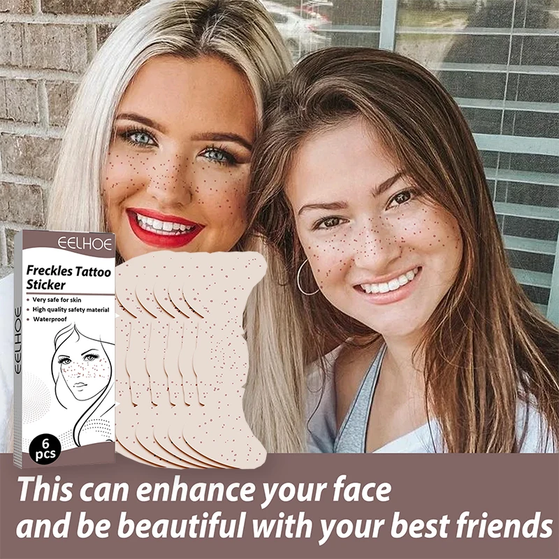 

6pcs/set Sexy Fake Freckles Tattoo Stickers Freckles Makeup Stickers Women Make Up Accessories Temporary Removable Brown Spots
