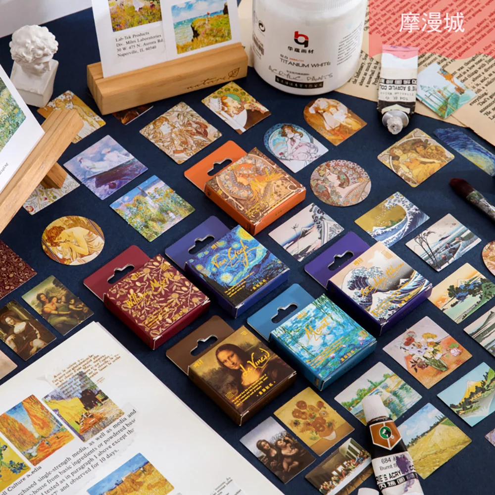 

45 Pcs Vintage Painting Decorative Stickers Scrapbooking Diy Label Diary Stationery Album Journal Van Gogh Stickers