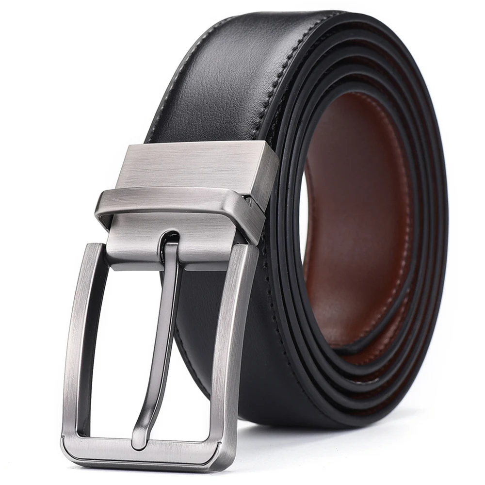 New Fashion Mens Belt High Quality Leather Belts for Men Pin Buckle Designer Totatable Buckle Man Waist Strap Black Brown Men's