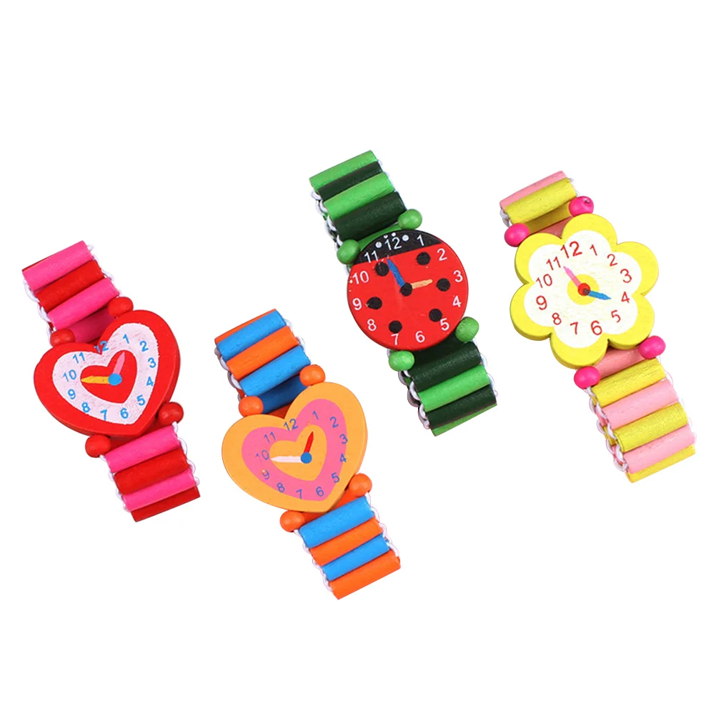

Watch Toy Kids Toddler Wristband Wooden Band Toys Bracelet Children Wood Pretend Fake Wristwatch Crafts Educational S Party