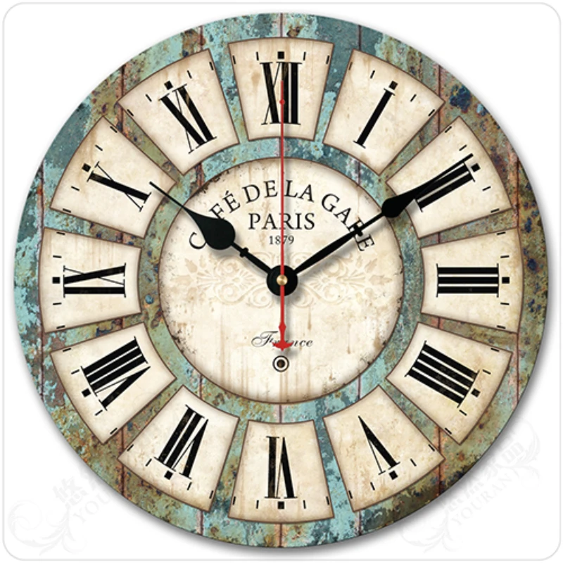 

Silent Wall Clock Vintage Wood Large Round Simple European House Decoration Clocks Wall Reloj De Pared Room Decor BD50WC