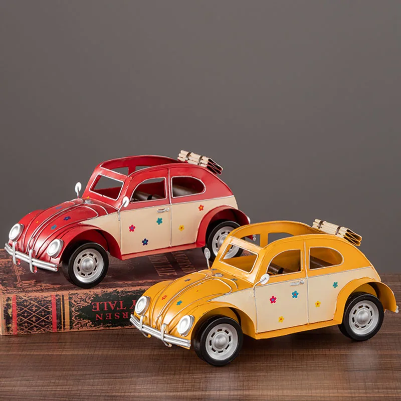 

Handicrafts Retro Car Miniature Model Home Office Decoration Furnishings Cute Bus Figurines Children Birthday Gifts Iron Car