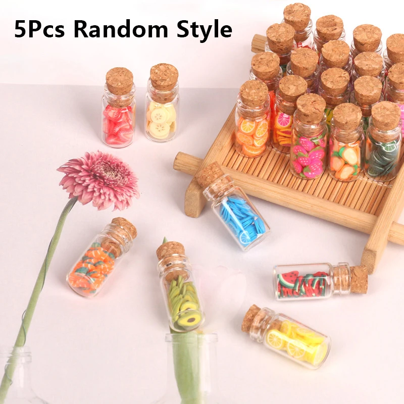 

5 шт., 1:12 миниатюрные стеклянные банки в виде фруктов для кукольного домика, банка для конфет с сушеными фруктами, детская игрушка для ролевых игр, аксессуары для кукольного домика