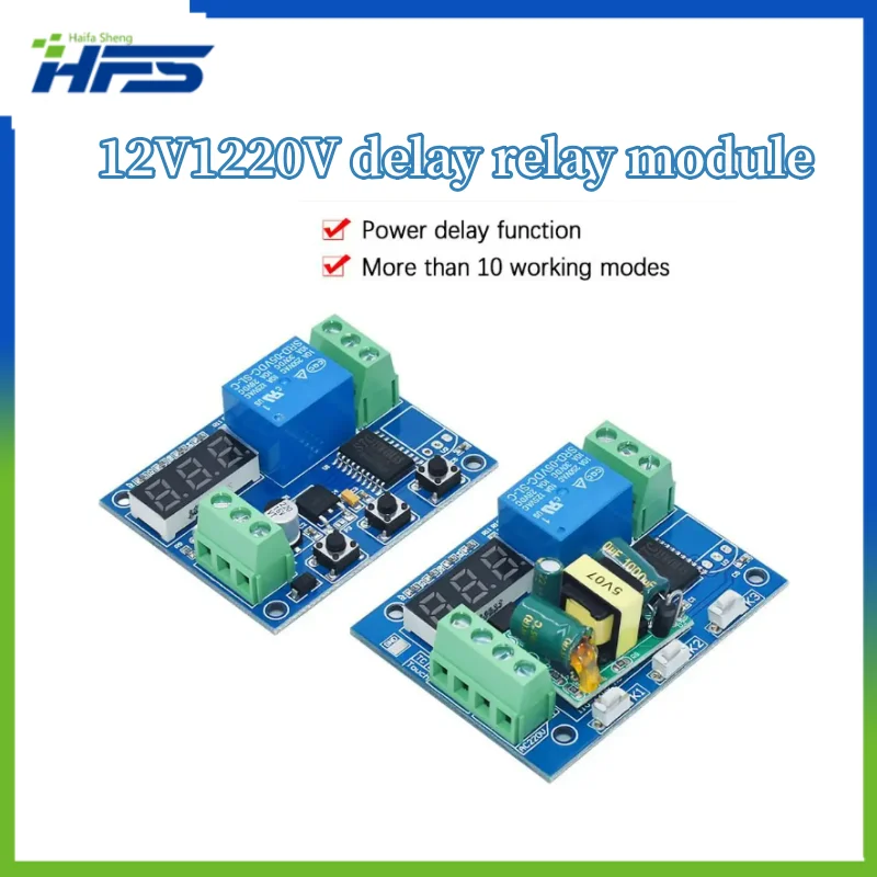 

New 12V/220V multi-mode delay relay module can be switched on and off at regular intervals