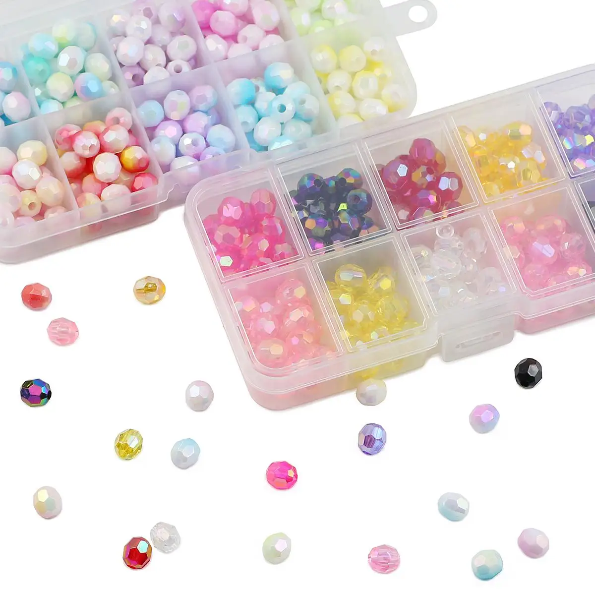 Граненые круглые акриловые бусины в коробке, 200 шт., 8 мм, для ...