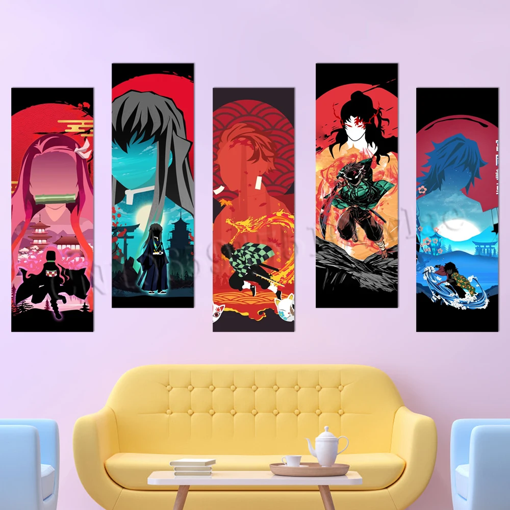 

HD Print Self-adhesive Demon Slayer Picture PVC Painting Kamado Nezuko Poster For Living Room Home Decor Wall Art Christmas Gift