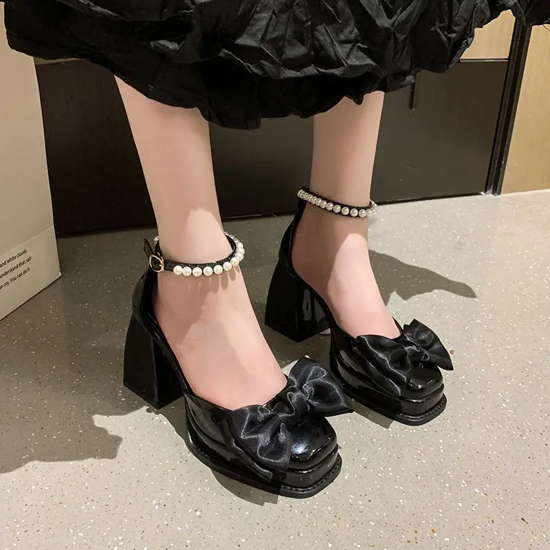 

Брендовые женские модные туфли на высоком каблуке, женские весенние универсальные туфли с закрытым носком в Корейском стиле, туфли-лодочки ...