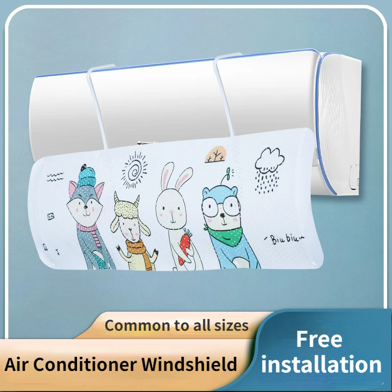 

Cartoon Air Conditioner Wind Deflector Adjustable Air Windshield Cooled Baffle Anti-Direct Blowing Shield for Home Office