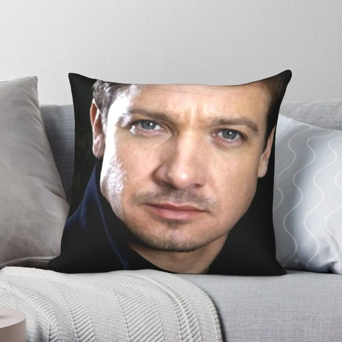 

Jeremy Renner Pillowcase Polyester Linen Velvet Creative Zip Decor Throw Pillow Case Room Cushion Cover 45x45