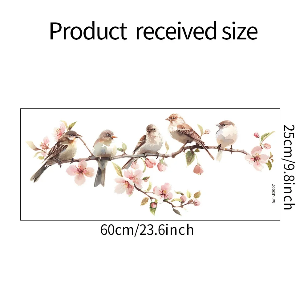 

ПВХ наклейка для окна цветы дерево птицы