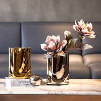 luxury handmade irregular electroplating silver ceramic vase table decoration living room flower arrangement tv cabinet decor