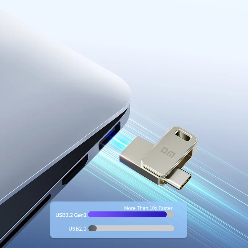 Фото DM PD060 Двухпортовый флеш-накопитель USB 3.2 Gen1 Type-C + Type-A OTG для Android / iOS / ПК / Mac №4