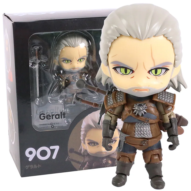 

Witcher-ed 3 Wild Hunt 907 Wolf Geralt PVC Action Figure Model Toys 10CM Q Version White Wolf Geralt Gift Doll