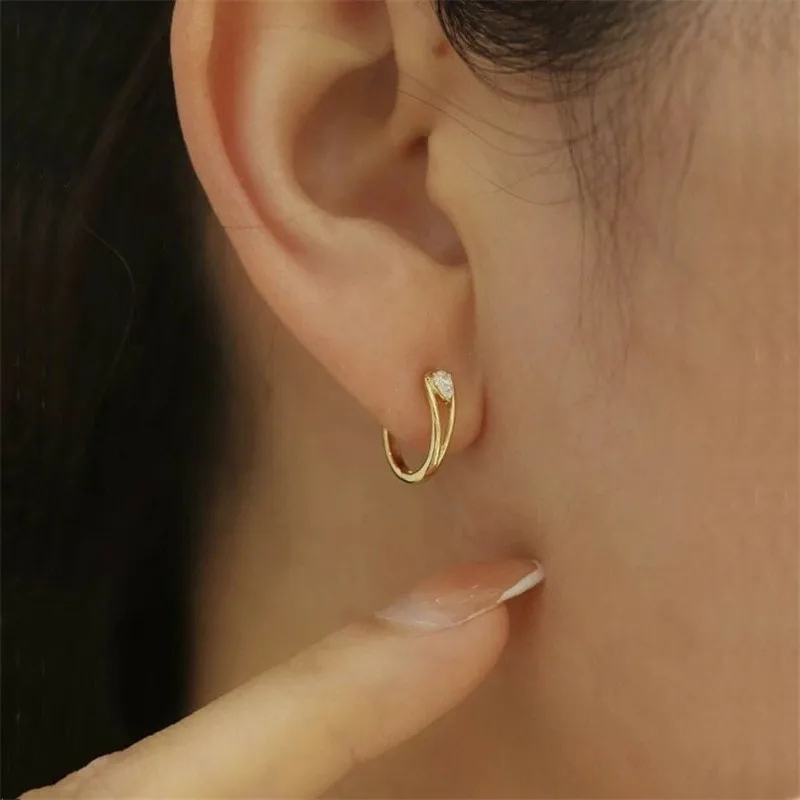 Модные серьги-кольца с цирконием для женщин и девочек вечерние свадебные