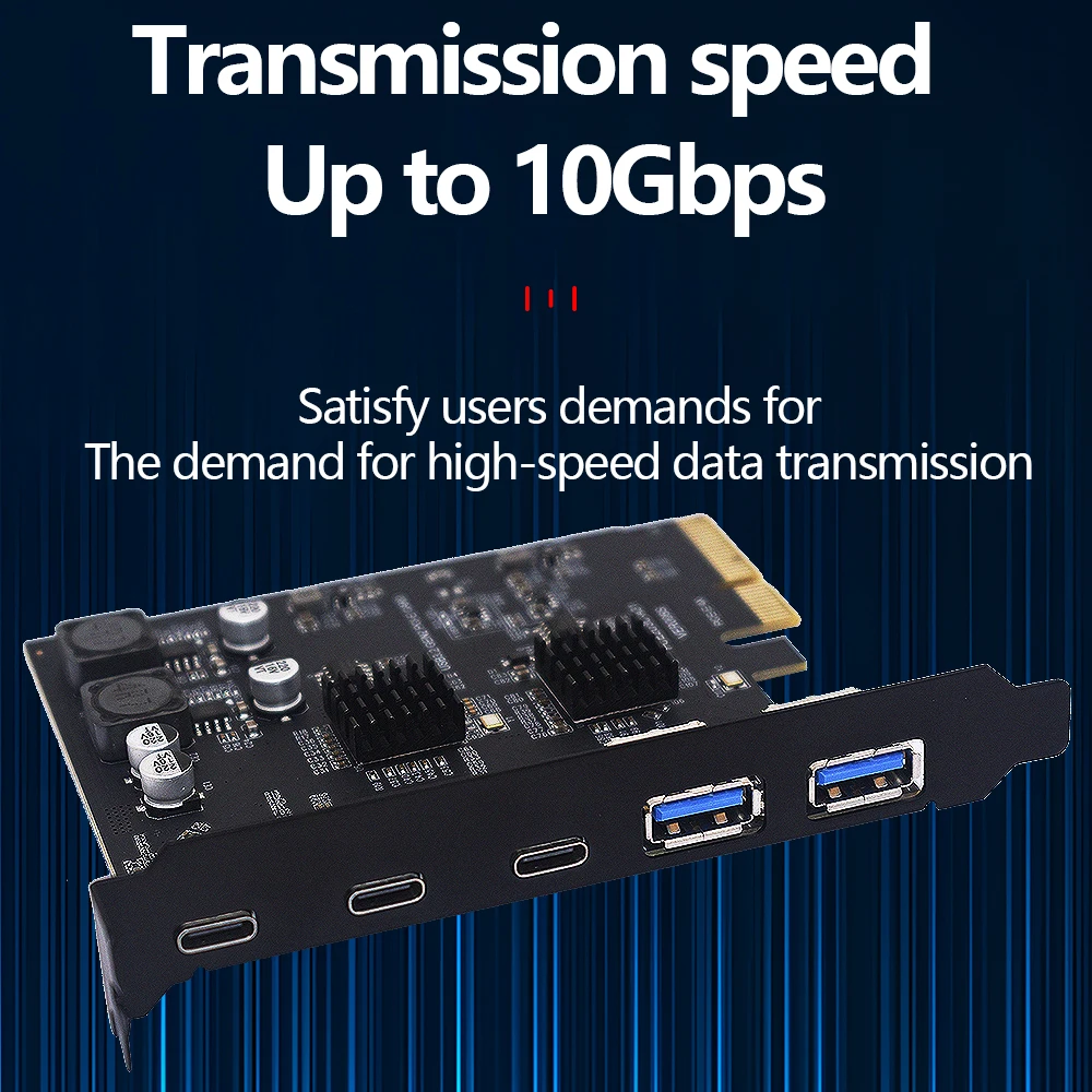 Плата расширения TISHRIC 10 Гбит/с USB3.2 плата PCIE 2X 4X на Type C USB 3 2 контроллер ASM3142 PCI-E Express 8X