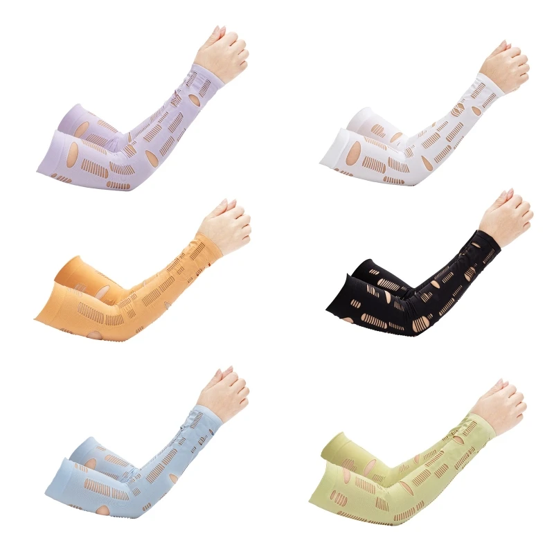 

Q39C Knitted UV Protection Half Finger Gloves Summer Women Arm Cover Solid Color Half Finger Mittens with Long Sleeves