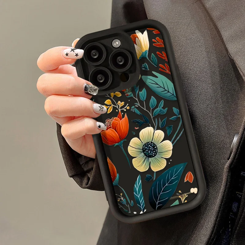 Чехол для телефона с цветами iPhone 13 чехол 15 Pro Max 11 12 16 14 XS XR X 8 7 Plus SE 2020 14Pro Soft Cover Funda