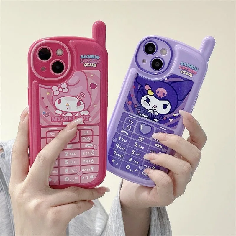 

Sanrio Pink Melody Purple Kuromi Kawaii Style Phone For iPhone 14 13 12 11 Pro Max XR MAX Plus All Inclusive Women's Phone Cases